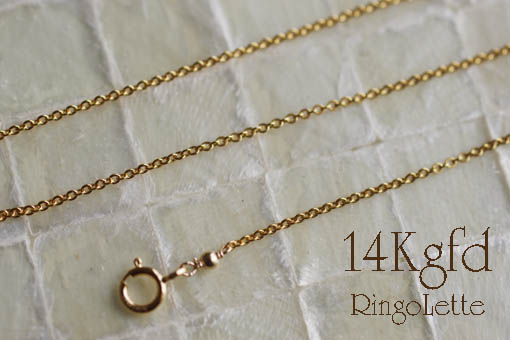 ネックレスチェーン38〜43cm14Kgf - RingoLette天然石アクセサリー